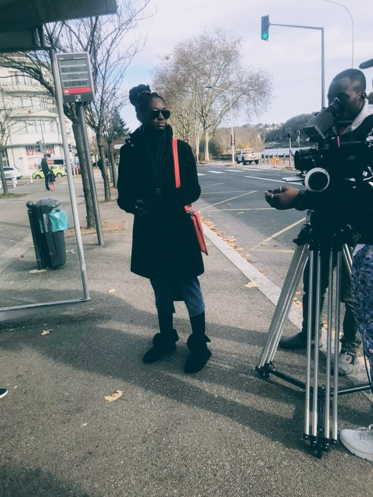 Multi-talented individual - Thia working on a film school project.